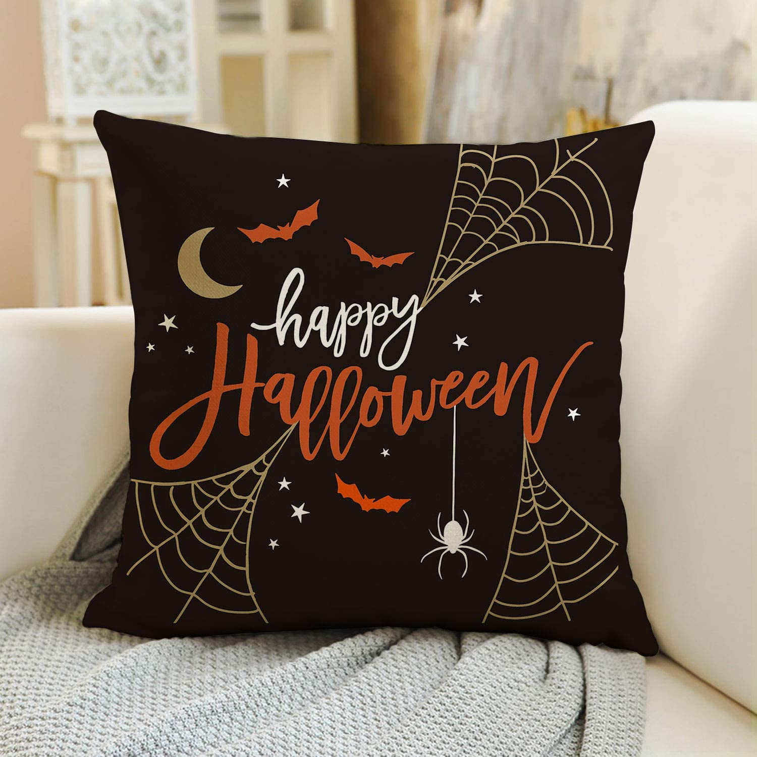 Multicolor Vampires and Castle Pattern Halloween Decoration Throw Pillow 18x18 October Decoration Pumpkins Multicolor Vampires and Castle Pattern Halloween Decoration Throw Pillow 18x18 October Decoration Pumpkins